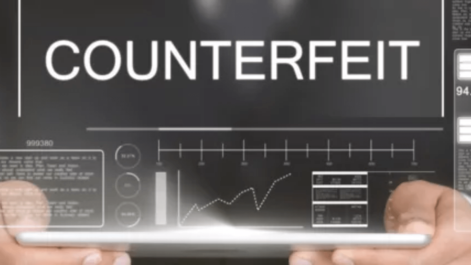 Image that says counterfeit