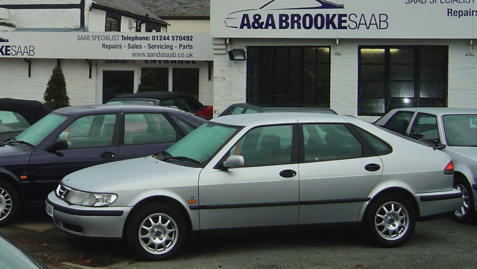Vintage image outside A & A Brooke SAAB